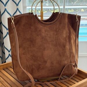 Banana Republic Chocolate Brown Suede Tote w strap